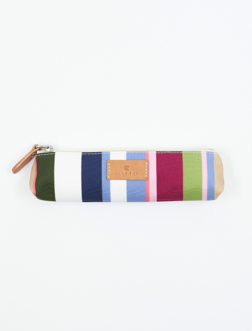 Unisex pencil pouch in white polyester with multicoloured stripes - Small Leather goods | Gallo 1927 - Official Online Shop