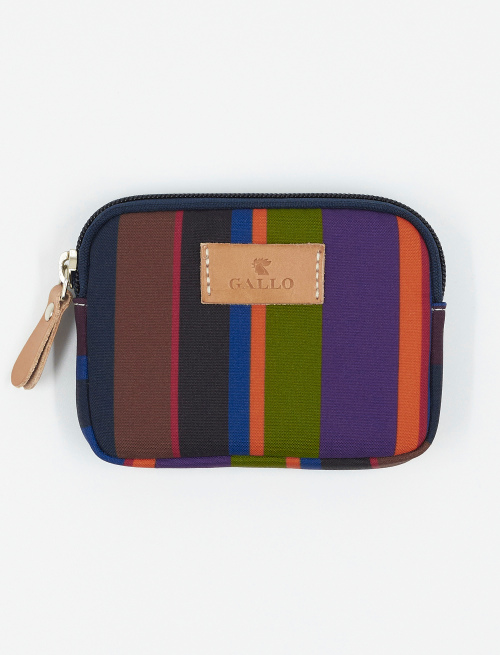 Small unisex pouch in royal blue polyester with multicoloured stripes - Gift ideas | Gallo 1927 - Official Online Shop