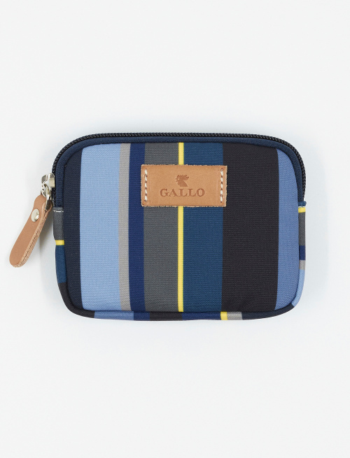 Small unisex pouch in blue polyester with multicoloured stripes - Gift ideas | Gallo 1927 - Official Online Shop
