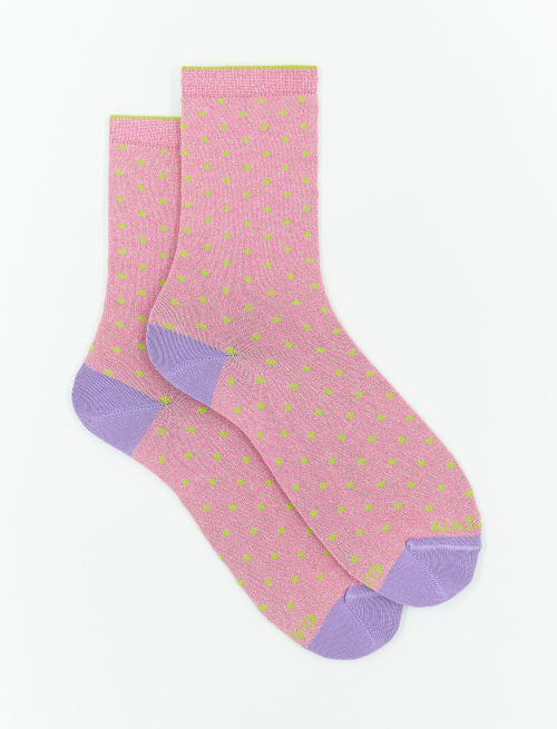 Women's short rose petal cotton and lurex socks with polka dots - Polka Dot Gallo | Gallo 1927 - Official Online Shop