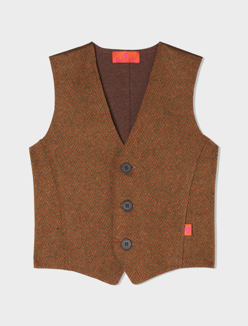 Kids' army polyester and cotton vest with herringbone motif - Clothing | Gallo 1927 - Official Online Shop