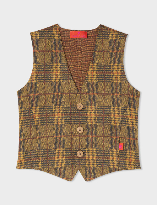Kids' mustard polyester and cotton vest with Scottish tartan motif - Clothing | Gallo 1927 - Official Online Shop