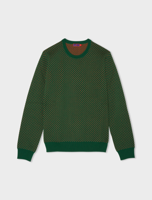 Men's moss green virgin wool crew-neck with lily motif - Clothing | Gallo 1927 - Official Online Shop