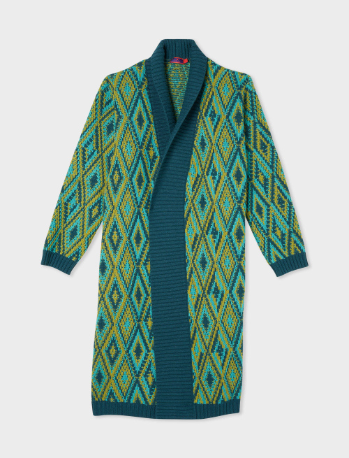 Cappotto lungo donna lana, seta e cashmere anatra fantasia rombi - Abbigliamento | Gallo 1927 - Official Online Shop