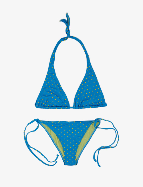 Women's topaz polyamide sailing triangle bikini with polka dot pattern - Beachwear | Gallo 1927 - Official Online Shop