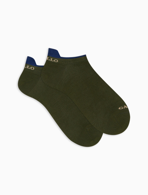 Women's army green light cotton sneaker socks with multicoloured and Windsor stripes - Athleisure | Gallo 1927 - Official Online Shop