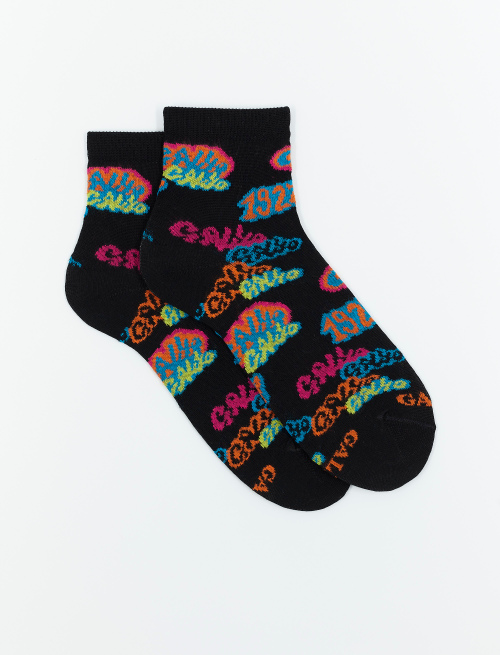 Kids' super short black light cotton socks with mural motif - Socks | Gallo 1927 - Official Online Shop