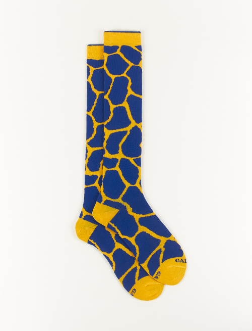 Men's long light cotton socks with giraffe motif, daffodil - Man | Gallo 1927 - Official Online Shop