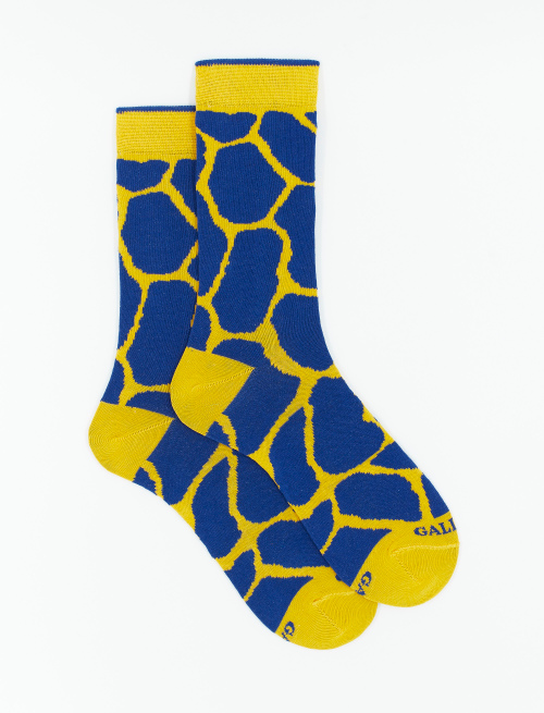 Men's short light cotton socks with giraffe motif, daffodil - Man | Gallo 1927 - Official Online Shop