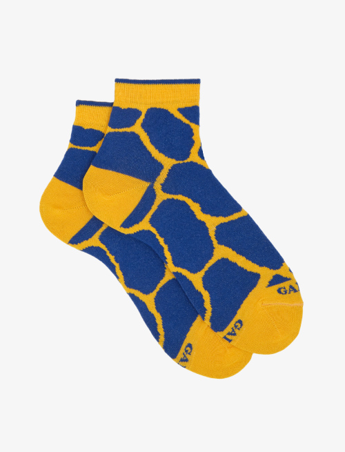 Women's super short light cotton socks with giraffe motif, daffodil - The SS Edition | Gallo 1927 - Official Online Shop