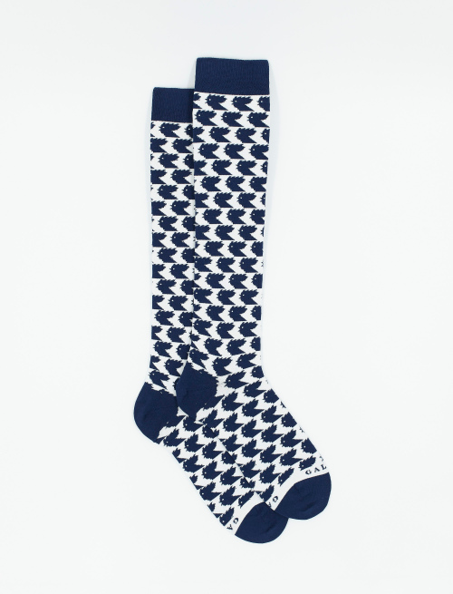 Men's long two-tone light cotton socks with chicken motif, white - Best Seller | Gallo 1927 - Official Online Shop