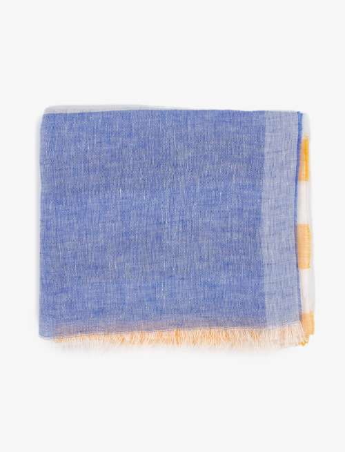 Unisex daffodil linen scarf with tricolour stripes | Gallo 1927 - Official Online Shop