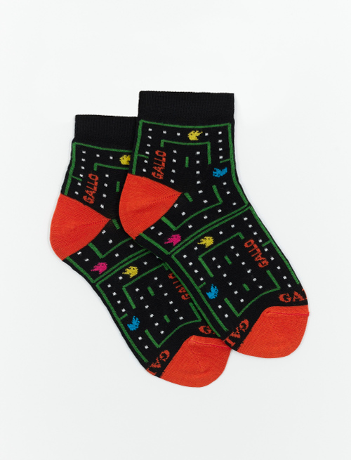 Kids' super short light cotton socks with mural motif, black - Socks | Gallo 1927 - Official Online Shop