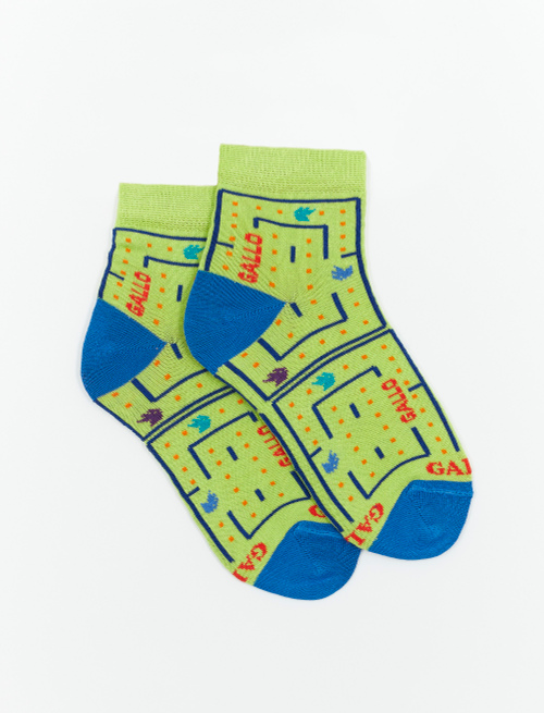 Kids' super short light cotton socks with mural motif, mapo green - Socks | Gallo 1927 - Official Online Shop