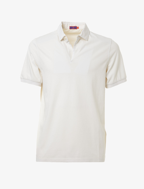 Men's plain milk white cotton polo with short sleeves - Clothing | Gallo 1927 - Official Online Shop