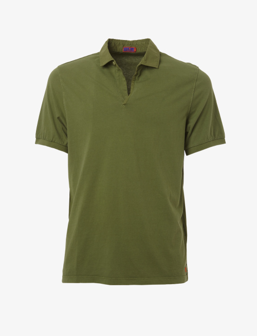 Men's plain moss green cotton polo with short sleeves - Clothing | Gallo 1927 - Official Online Shop