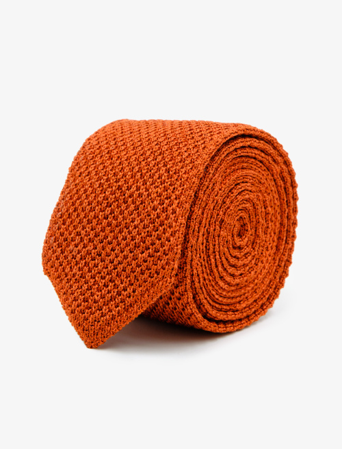 Men's tie in plain, mélange copper orange silk - Ties and Papillon | Gallo 1927 - Official Online Shop