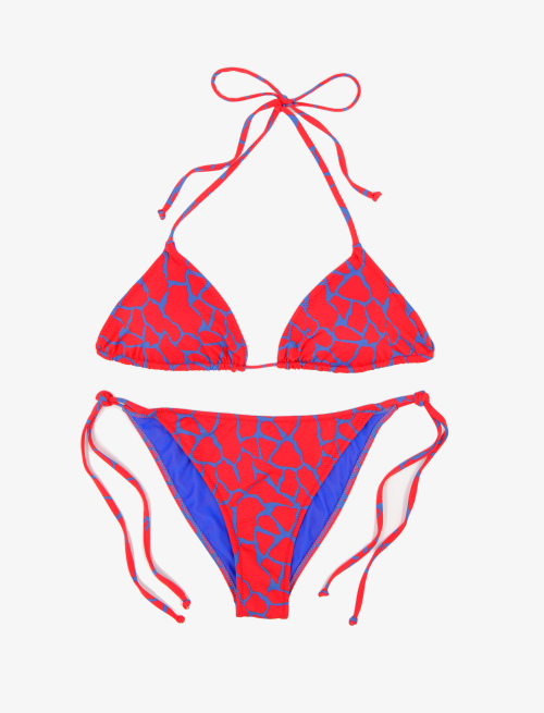 Women's polyamide triangle bikini with giraffe motif, Prussian blue - New in | Gallo 1927 - Official Online Shop