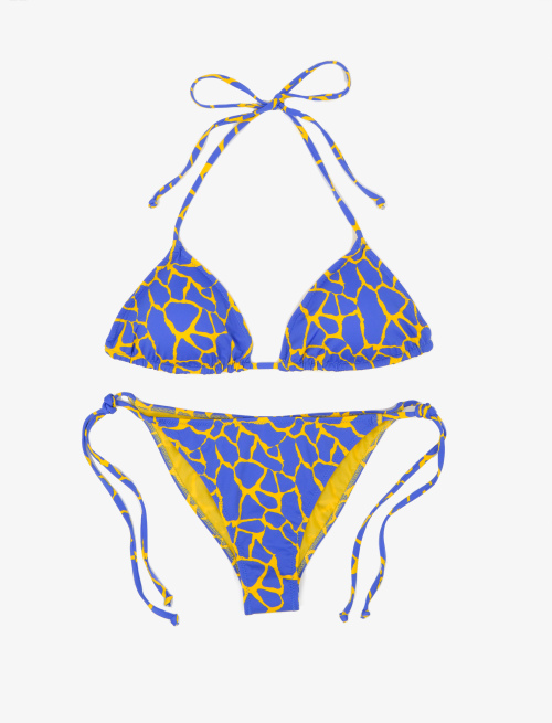 Women's polyamide triangle bikini with giraffe motif, daffodil yellow - New in | Gallo 1927 - Official Online Shop