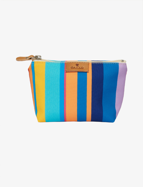 Unisex Aegean blue polyester mini case with multicoloured stripes - Multicolor | Gallo 1927 - Official Online Shop