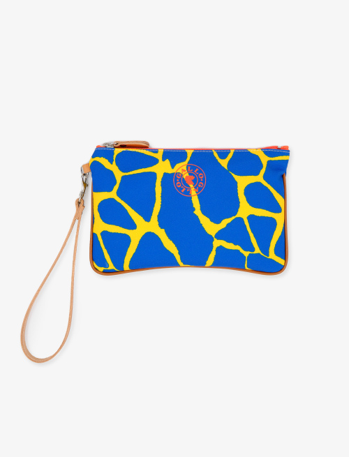 Contemporary daffodil yellow unisex polyester pouch with giraffe motif - Small Leather goods | Gallo 1927 - Official Online Shop