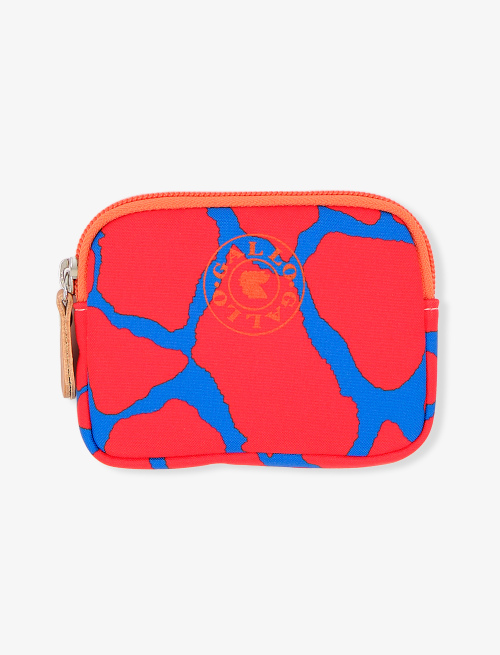 Small Prussian blue unisex polyester pouch with giraffe motif - Small Leather goods | Gallo 1927 - Official Online Shop
