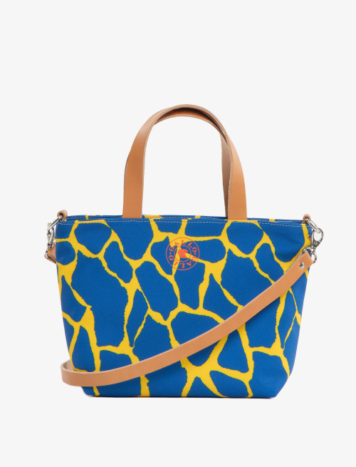Women's small daffodil yellow polyester shopper bag with giraffe motif - Bags | Gallo 1927 - Official Online Shop