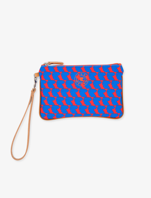 Unisex contemporary poppy polyester pouch with two-tone chicken motif - Small Leather goods | Gallo 1927 - Official Online Shop