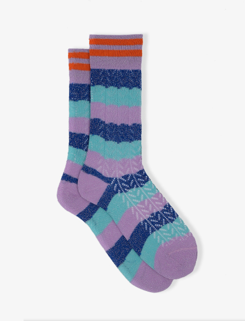 Women's short plain wisteria cotton socks - Perforated | Gallo 1927 - Official Online Shop