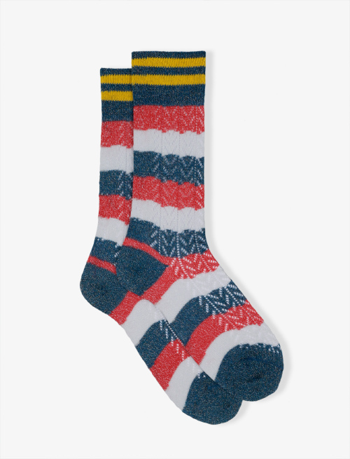 Women's short plain blue cotton socks - Perforated | Gallo 1927 - Official Online Shop