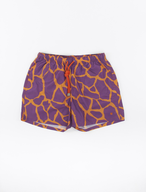 Men's mandarin polyester swimming shorts with giraffe motif - Lifestyle | Gallo 1927 - Official Online Shop