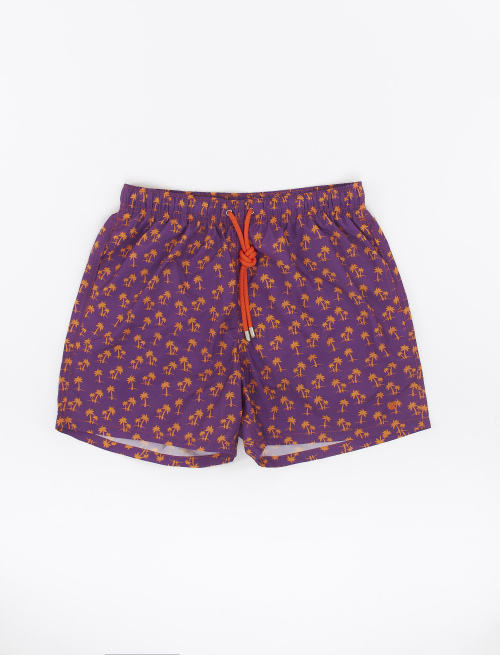 Men's strelizia polyester swimming shorts with palm tree motif - Beachwear | Gallo 1927 - Official Online Shop