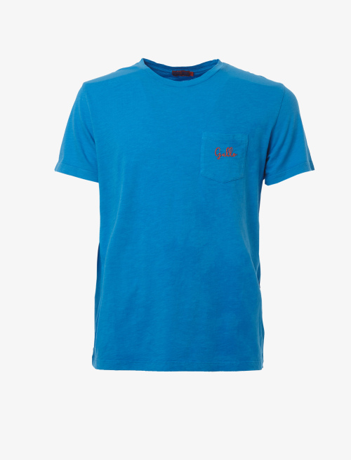 Unisex plain topaz blue cotton T-shirt - Man | Gallo 1927 - Official Online Shop