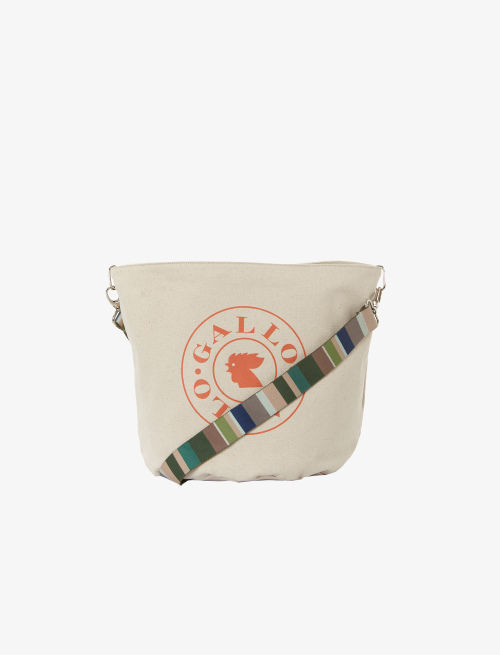 Unisex plain cord cotton bucket bag with multicoloured shoulder strap - Bags | Gallo 1927 - Official Online Shop