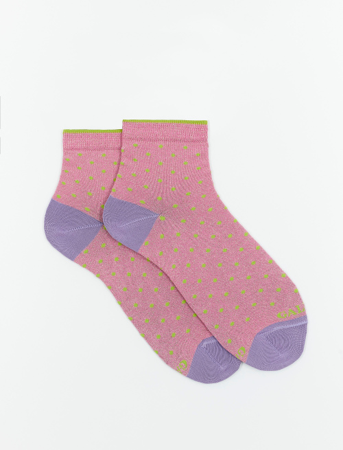 Women's super short cotton and lurex socks with polka dots, petal pink - Gift ideas | Gallo 1927 - Official Online Shop
