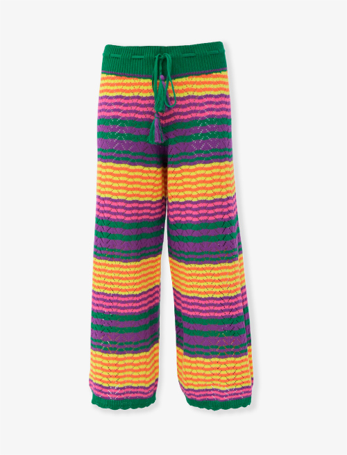 Pantaloni lunghi donna cotone porpora righe di diverse dimensioni - Abbigliamento | Gallo 1927 - Official Online Shop