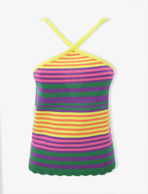 Women's purple cotton top with different-size stripes - Clothing | Gallo 1927 - Official Online Shop