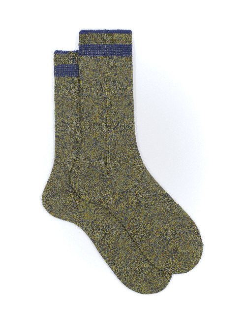 Unisex short plain onyx green cotton socks with diamond detail - Green | Gallo 1927 - Official Online Shop