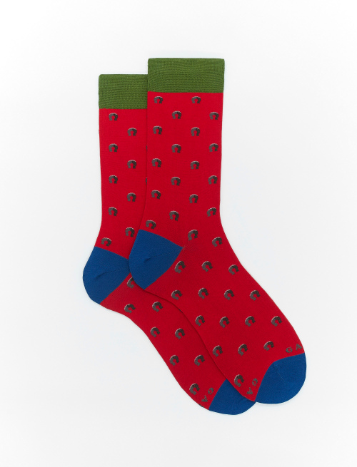 Men's short poppy light cotton socks with horseshoe motif - Short | Gallo 1927 - Official Online Shop