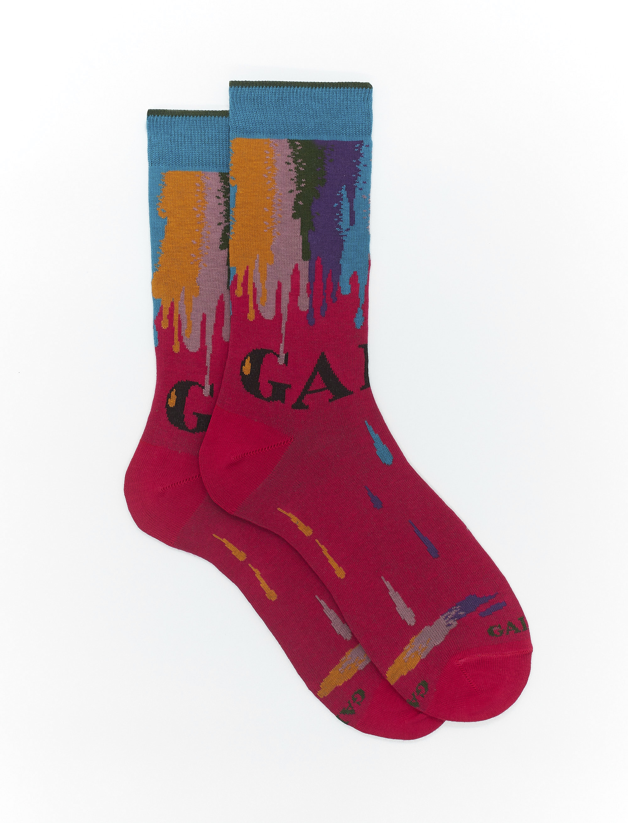 Women's short ruby cotton socks with paint drip motif - Woman | Gallo 1927 - Official Online Shop