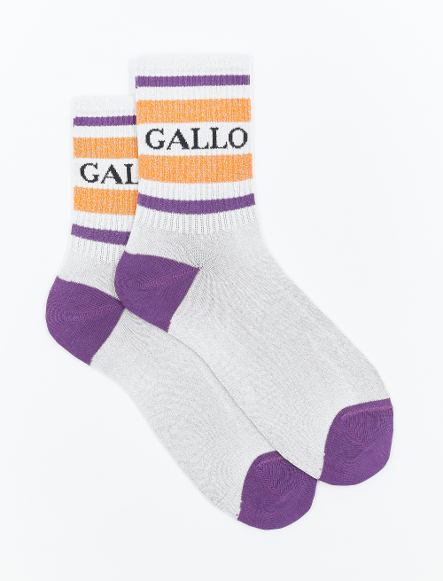 Calze corte donna cotone e lurex bianco con scritta gallo | Gallo 1927 - Official Online Shop