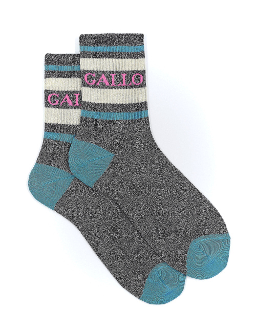 Calze corte donna cotone e lurex nero con scritta gallo | Gallo 1927 - Official Online Shop
