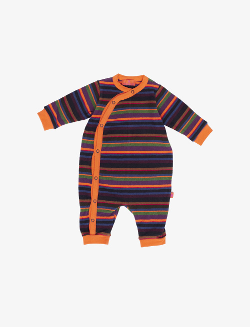 Kids' royal blue fleece romper with multicoloured stripes - Girl's Clothing | Gallo 1927 - Official Online Shop