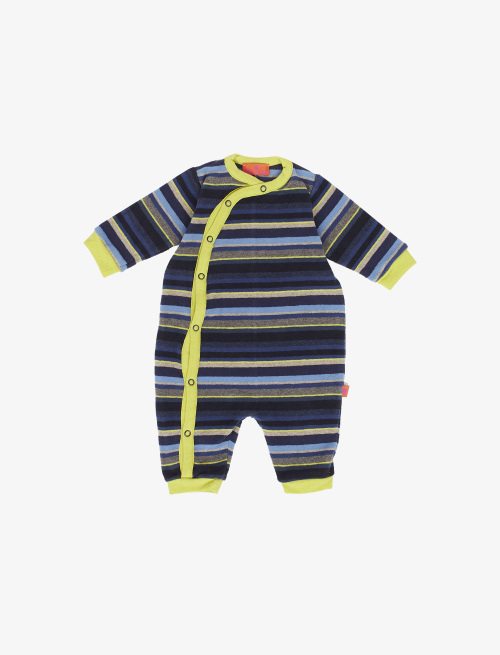 Kids' blue fleece romper with multicoloured stripes - Girl's Clothing | Gallo 1927 - Official Online Shop
