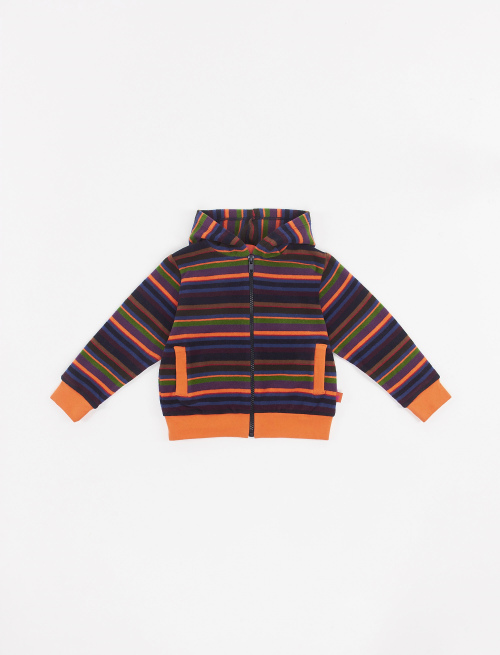 Kids' royal blue fleece zipped sweatshirt with multicoloured stripes - Girl's Clothing | Gallo 1927 - Official Online Shop