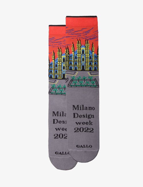 Women's short gray stone light cotton socks with Milan Cathedral pattern - New in | Gallo 1927 - Official Online Shop