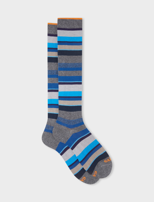 Women's long pyrite cotton socks with multicoloured stripes | Gallo 1927 - Official Online Shop