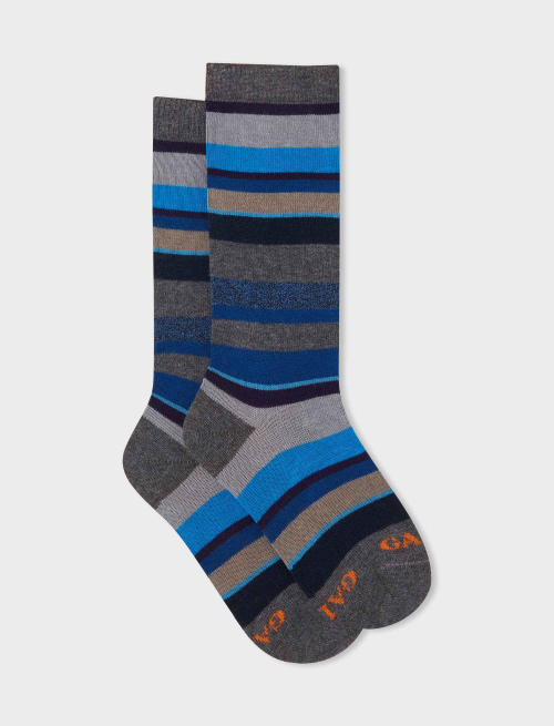 Kids' long pyrite cotton socks with multicoloured stripes | Gallo 1927 - Official Online Shop