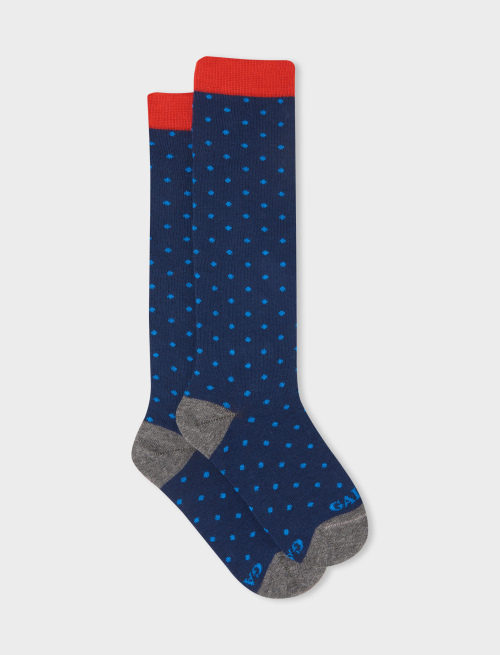 Kids' long royal cotton socks with polka dots - Kid | Gallo 1927 - Official Online Shop