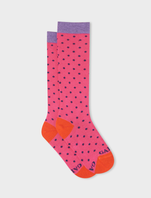 Kids' long hyacinth cotton socks with polka dots - Long | Gallo 1927 - Official Online Shop